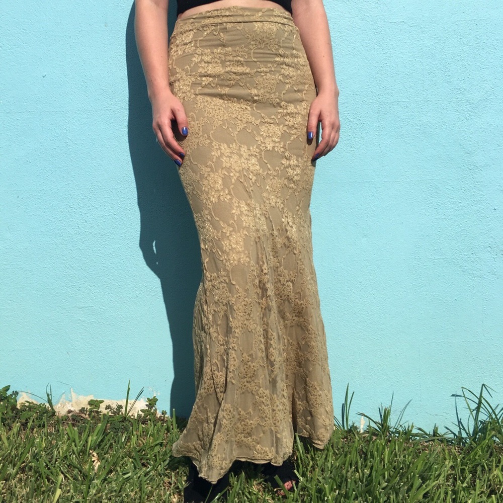 Gold Lace Maxi Skirt